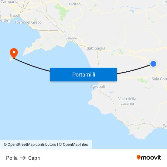 Polla to Capri map