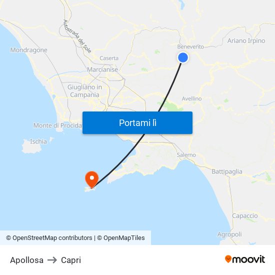 Apollosa to Capri map