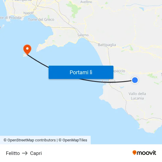 Felitto to Capri map