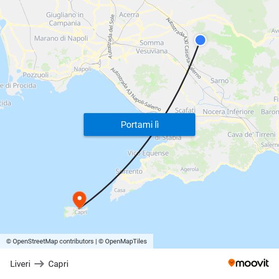 Liveri to Capri map