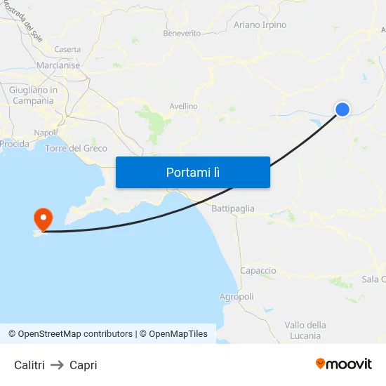 Calitri to Capri map