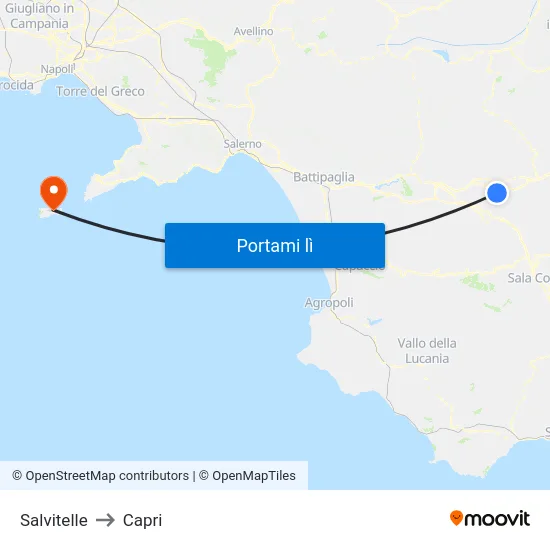 Salvitelle to Capri map