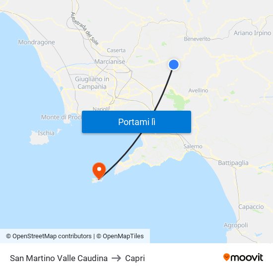 San Martino Valle Caudina to Capri map