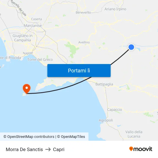 Morra De Sanctis to Capri map