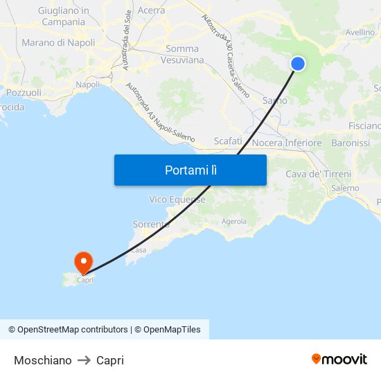 Moschiano to Capri map