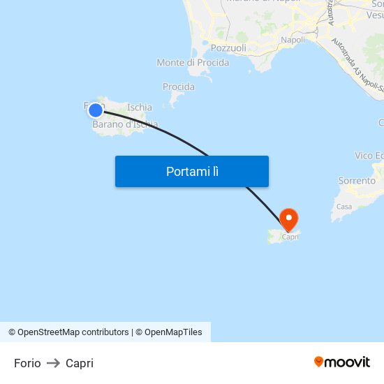 Forio to Capri map