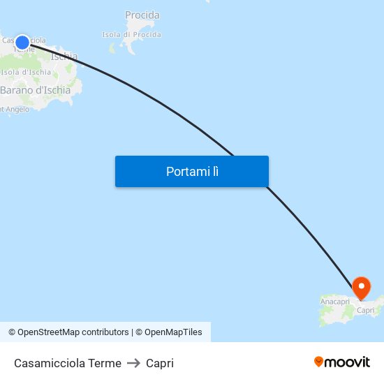 Casamicciola Terme to Capri map