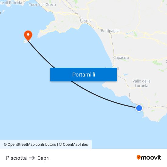 Pisciotta to Capri map