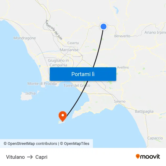 Vitulano to Capri map