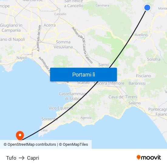 Tufo to Capri map