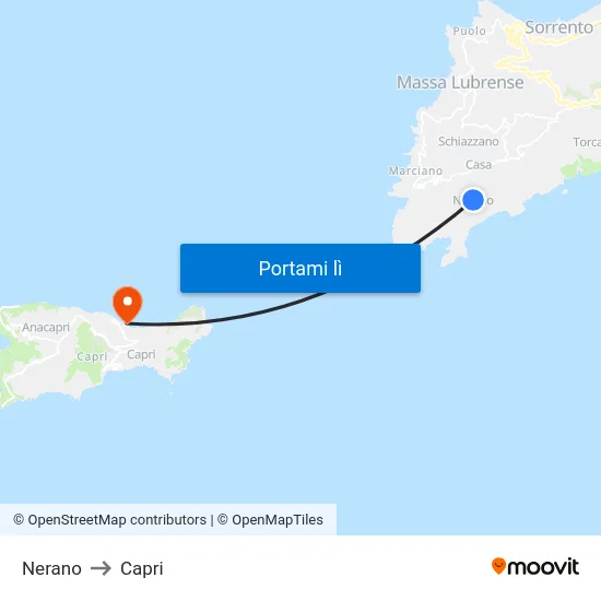 Nerano to Capri map