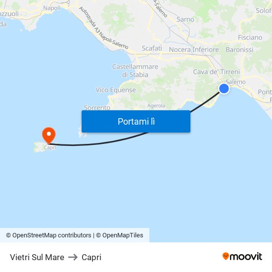 Vietri Sul Mare to Capri map
