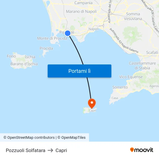 Pozzuoli Solfatara to Capri map