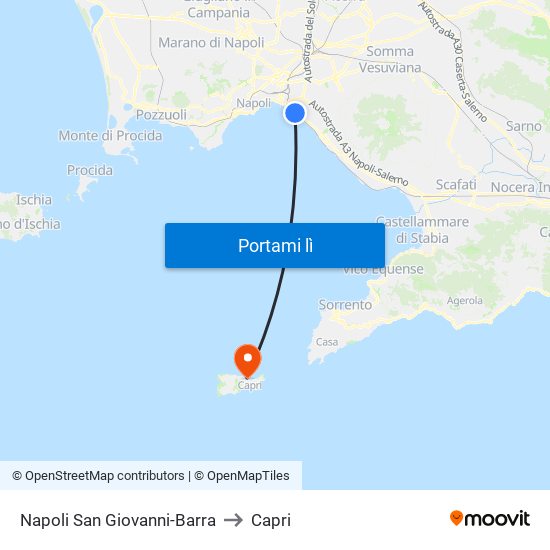 Napoli San Giovanni-Barra to Capri map