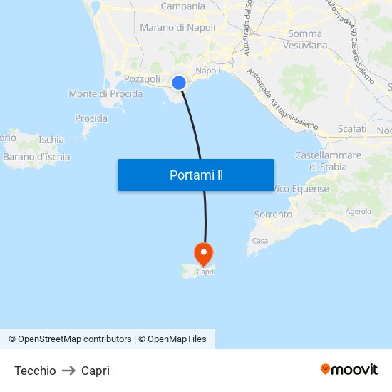 Tecchio to Capri map