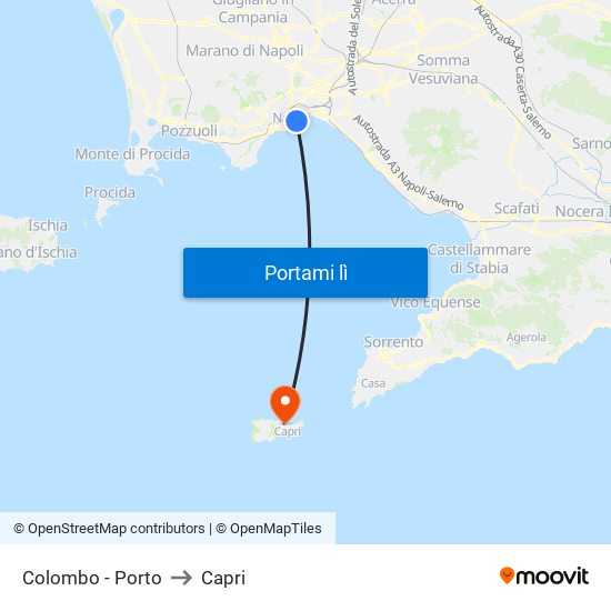 Colombo - Porto to Capri map