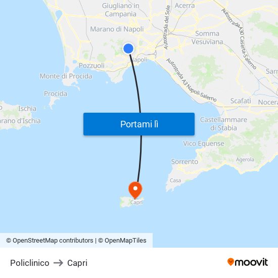 Policlinico to Capri map