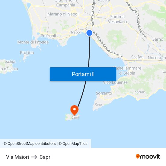 Via Maiori to Capri map