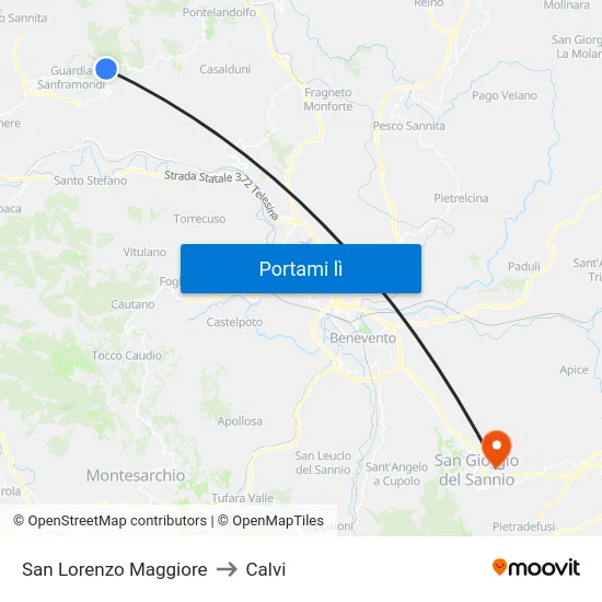 San Lorenzo Maggiore to Calvi map