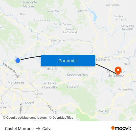 Castel Morrone to Calvi map
