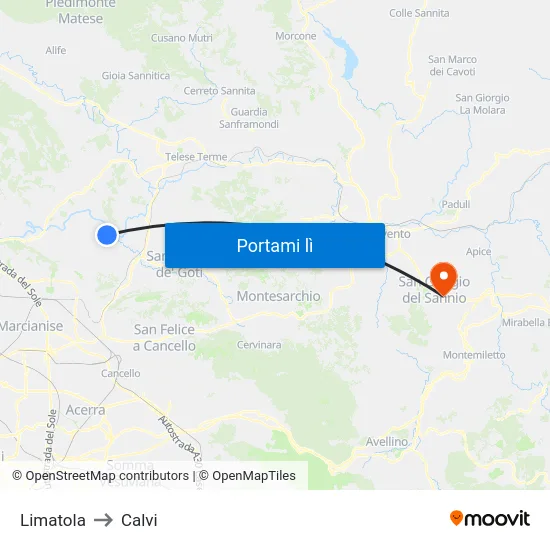 Limatola to Calvi map