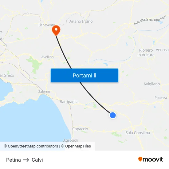 Petina to Calvi map