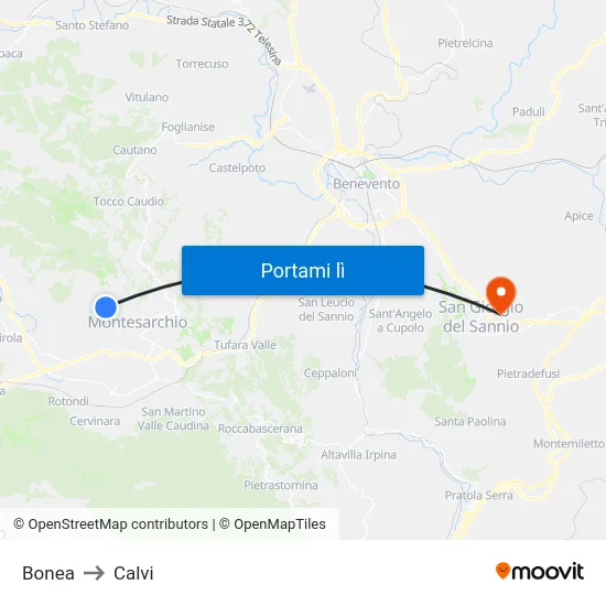Bonea to Calvi map