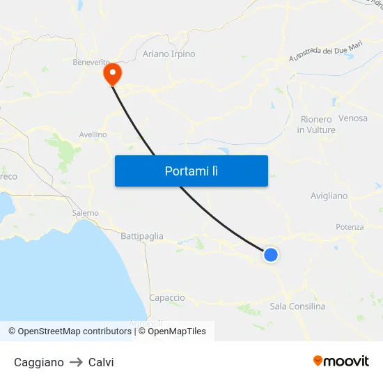 Caggiano to Calvi map
