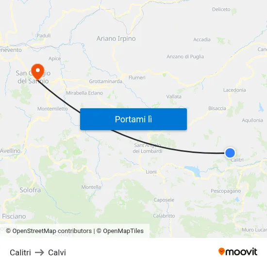 Calitri to Calvi map