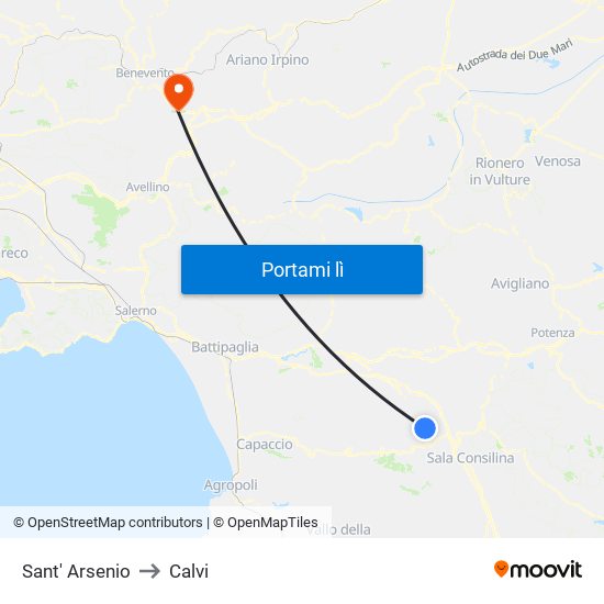 Sant' Arsenio to Calvi map