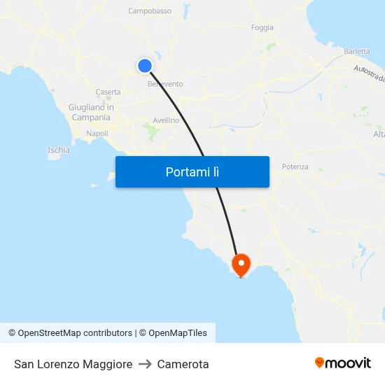 San Lorenzo Maggiore to Camerota map
