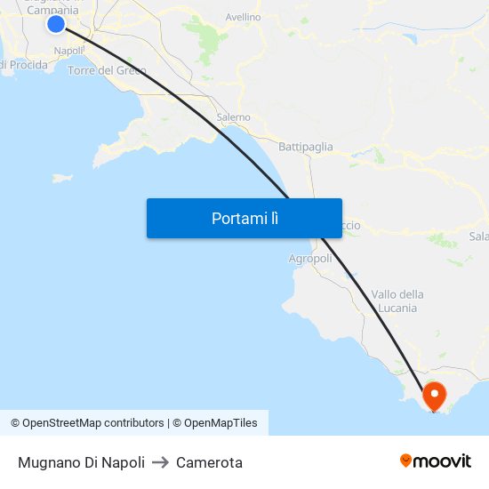 Mugnano Di Napoli to Camerota map