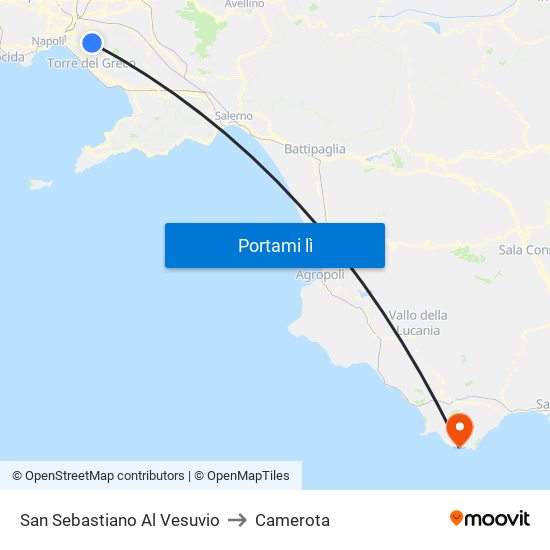 San Sebastiano Al Vesuvio to Camerota map