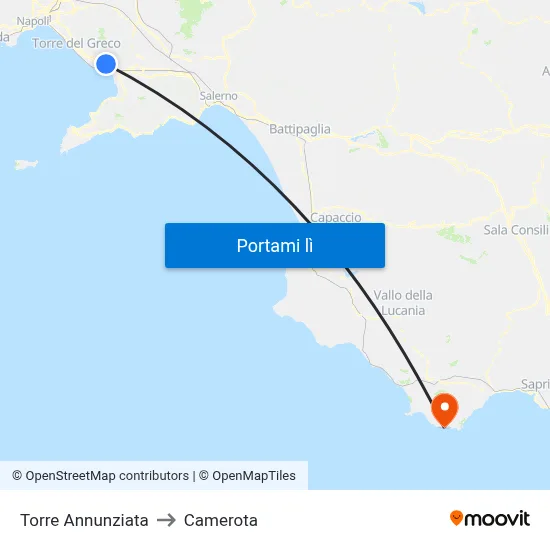 Torre Annunziata to Camerota map