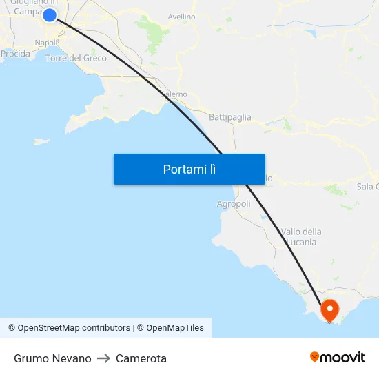Grumo Nevano to Camerota map