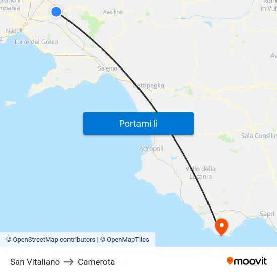 San Vitaliano to Camerota map