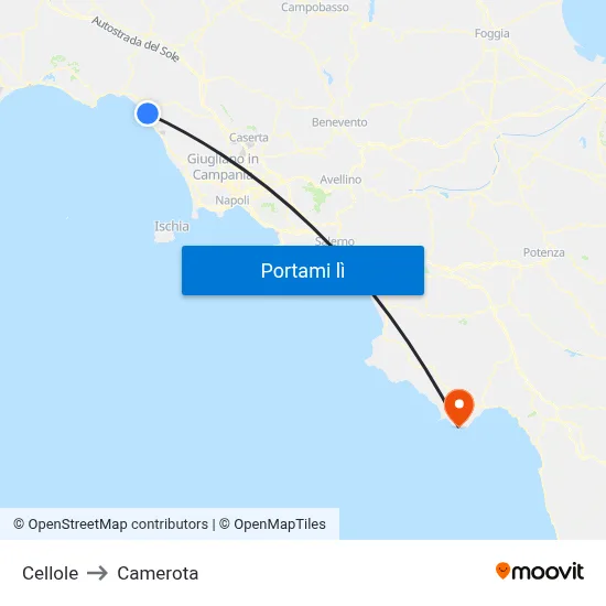 Cellole to Camerota map