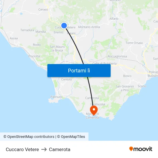 Cuccaro Vetere to Camerota map