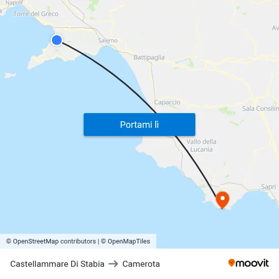 Castellammare Di Stabia to Camerota map