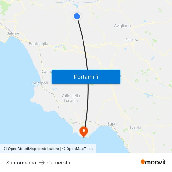Santomenna to Camerota map