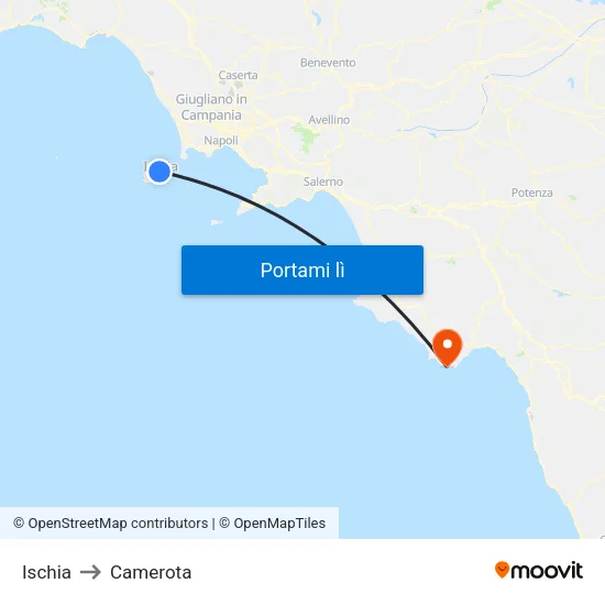 Ischia to Camerota map