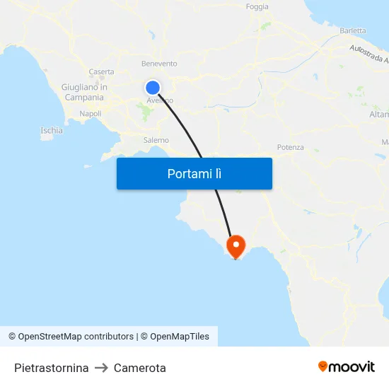 Pietrastornina to Camerota map