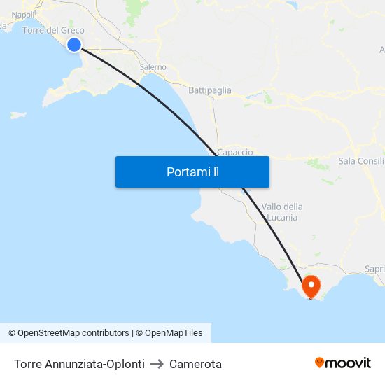 Torre Annunziata-Oplonti to Camerota map