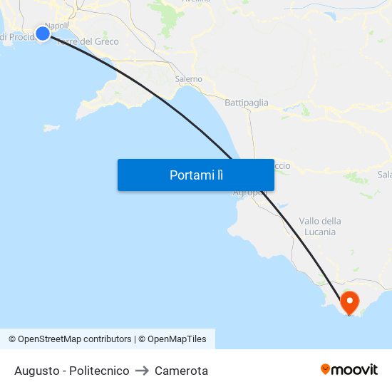 Augusto - Politecnico to Camerota map