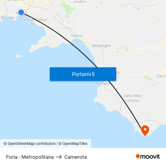 Foria - Metropolitana to Camerota map