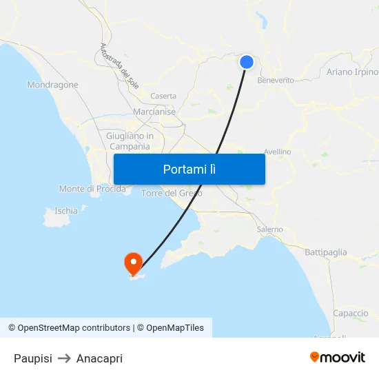 Paupisi to Anacapri map
