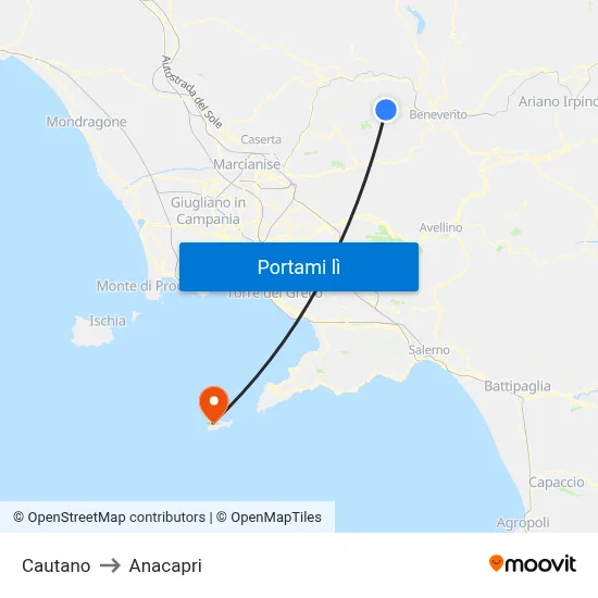 Cautano to Anacapri map
