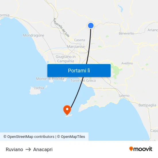 Ruviano to Anacapri map