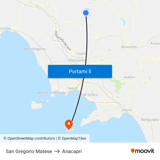 San Gregorio Matese to Anacapri map