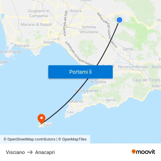 Visciano to Anacapri map